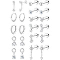 BESTEEL Hypoallergenic Flat Back Earrings Cartilage - Gold Silver Earring Stacks Surgical Stainless Steel Helix Tragus Conch Flatback Stud Hoop Earring Sets for Sensitive Ears Women Trendy Gift
