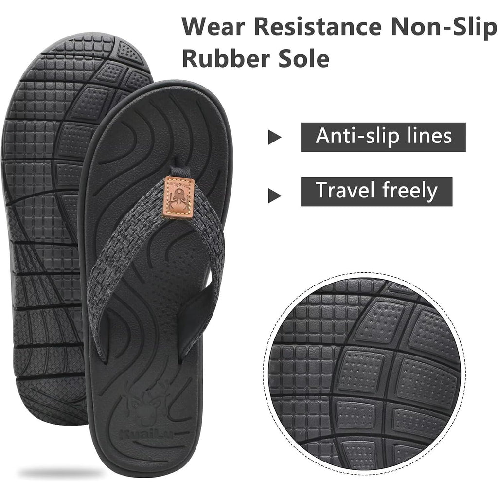 Kuailu Womens Casual Flip Flops With Comfortable Arch Support Yoga Mat Summer Beach Walking Thong Cushion Sandals Lightweight Flats Non-Slip Shoes Indoor Outdoor
