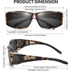 Polarized Sunglasses Fit Over Glasses for Men Women, Wraparound Sun Glasses UV400 Protection for Driving Fishing A07 Beige Tortoise Frame/Grey Lens