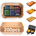 200Pcs Air Fryer Liners For Ninja: Higher Non-Stick Disposable Parchment Paper Liner For Ninja Dz201/Dz401 Dual Airfryer Baking - Food Grade Ninja Air Fryer Accessories (Rectangle - 8.6 X 5.5 Inch)