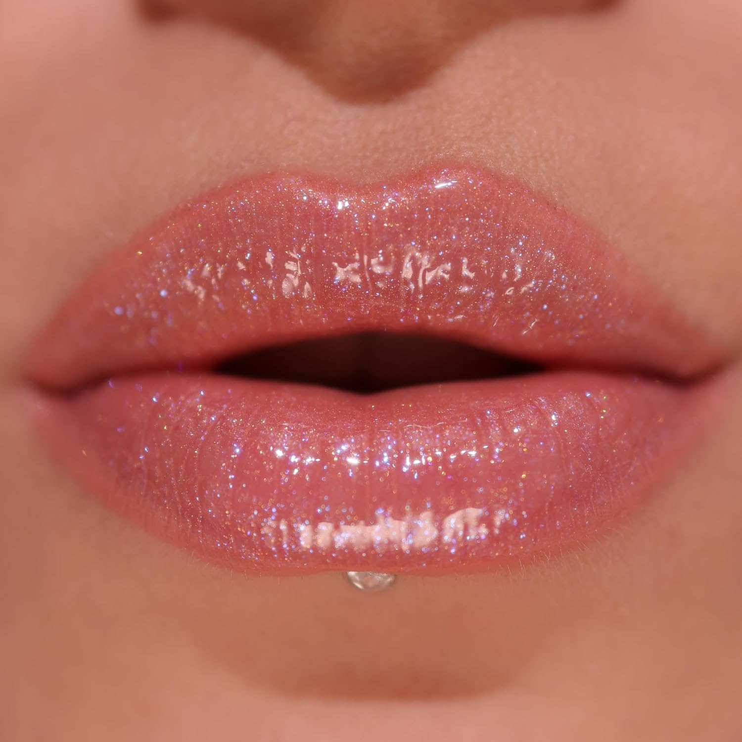 Revolution, Pout Bomb Shimmer Lip Gloss, Buildable Sheer Color, High-Shine with Hyaluronic Acid & Sweet Vanilla Scent, Vegan & Cruelty-Free, Glimmer Nude, 0.15 oz