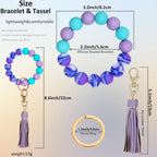 BIHRTC Key Ring Bracelet Car Keychain Holder Wristlet Silicone Women Beaded Bangle Chains