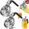 Mason Jar Pour Spout Lid Stainless Steel with Handle, Wide Mouth Pour Spout Flip Cap Lids for Mason Jars, Anticracking Leak Proof Seal Cover Airtight for Drinking Salad Dressing & Food Storing(2PCS)
