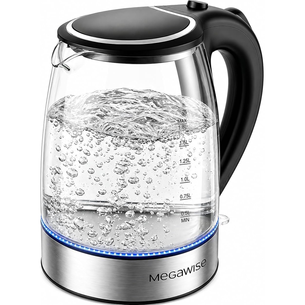 Megawise Electric Glass Kettle With Auto Shut-Off (1.8L)