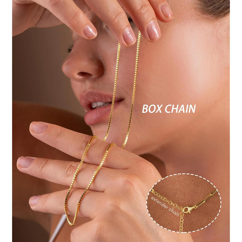 YEEZII Layered Gold Necklaces for Women Trendy, 3 Pcs 14K Gold Plated Choker Paperclip Box Chain Necklace, Stackable Women's Gold Pendant Necklaces Jewelry Set