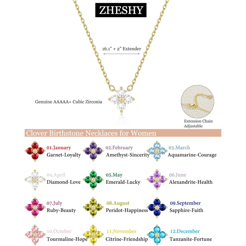 ZHESHY Birthstone Gold Necklaces for Women Dainty Non Tarnish 14K Gold Plated Diamond Necklace Cubic Zirconia Pendant Necklaces Women Gold Trendy Jewelry Bridesmaid Birthday Christmas Mothers Day Gifts