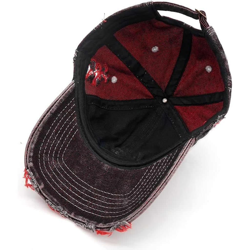 Distressed Washed Denim Baseball Cap Vintage Ripped Strapback Sun Hat For Men Women