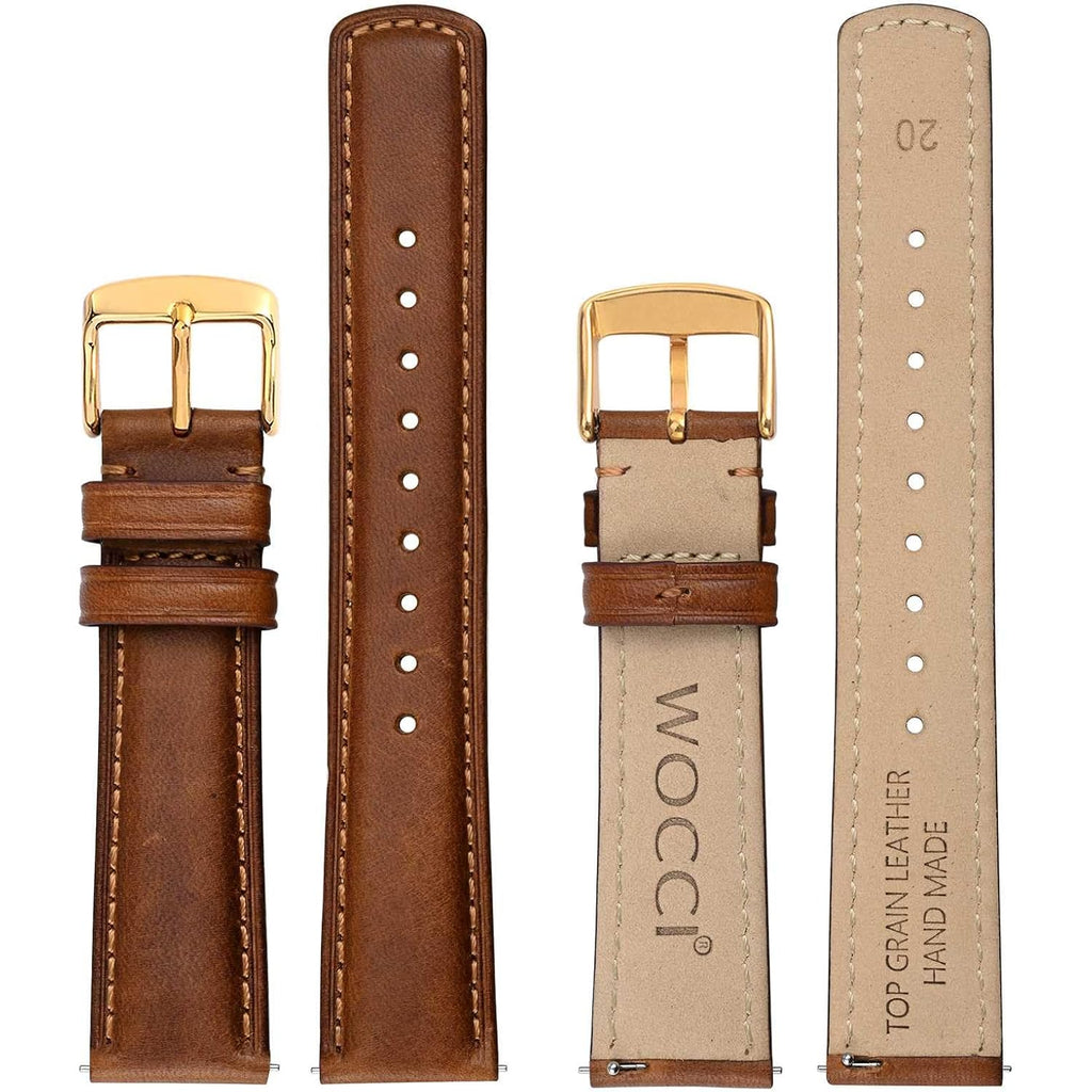 Wocci Quick Release Watch Band, Distressed Genuine Leather, Stainless Steel Buckle, Strap Width 18Mm 19Mm 20Mm 22Mm 24Mm
