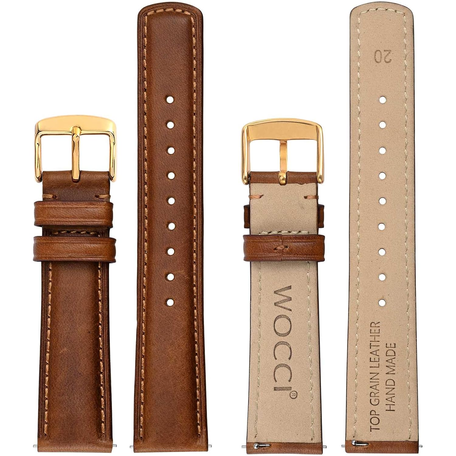 Wocci Quick Release Watch Band, Distressed Genuine Leather, Stainless Steel Buckle, Strap Width 18Mm 19Mm 20Mm 22Mm 24Mm