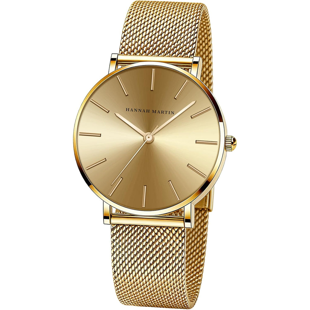 Hannah Martin Watches For Women Analog Women'S Watch With Stainless Steel Expansion Band Minimalist Slim Dial 30M Waterproof Ladies Dress Wristwatch For Casual Daily Business