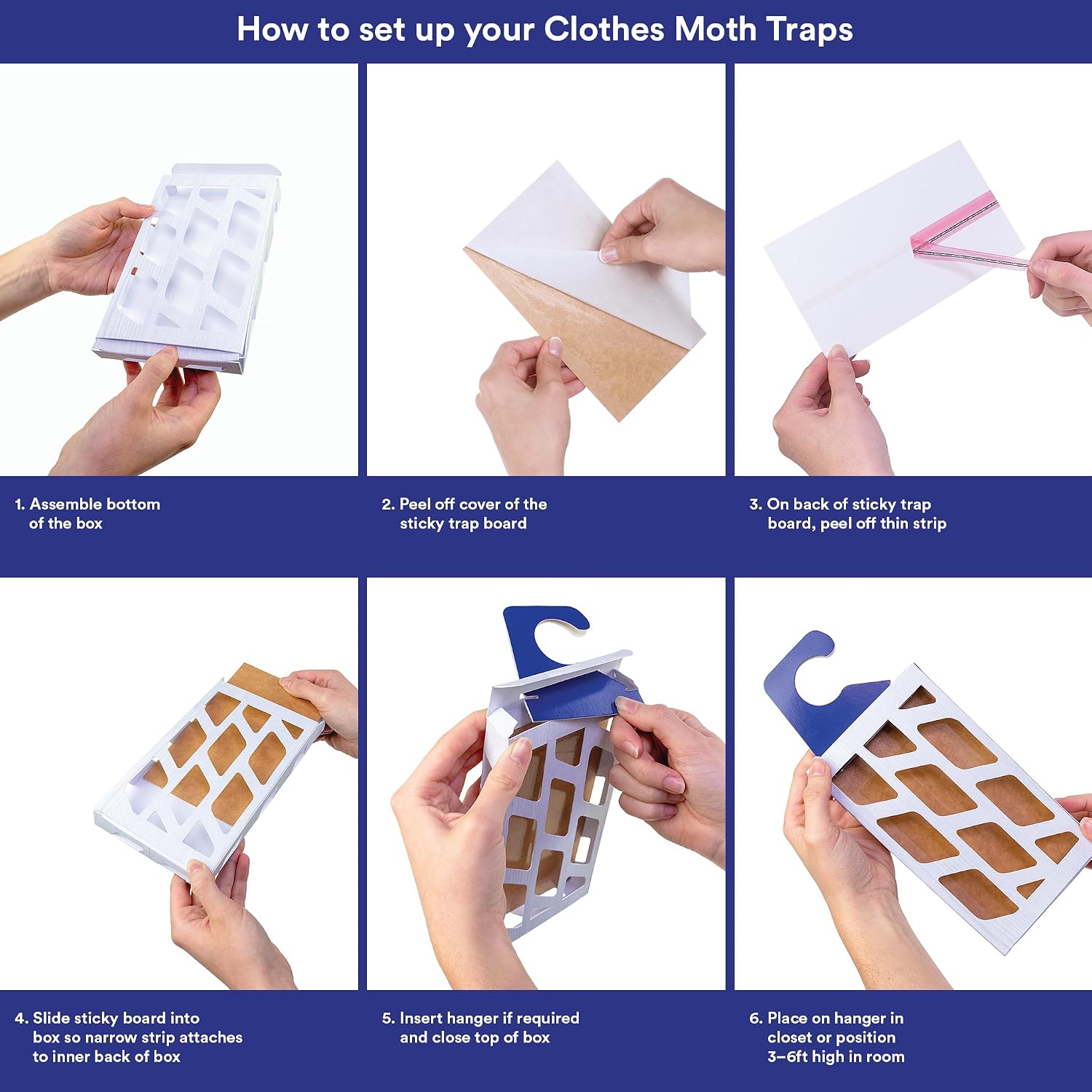 Powerful Moth Traps For Clothes & Closets | Refillable 3-Pack | Odor-Free & Natural | Moth Pheromone Traps For House & Clothing