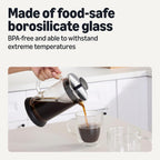 Amazon Basics French Coffee Press, 34 Oz., Borosilicate Glass, Bpa-Free, Triple Filtration System, Dishwasher-Safe Parts