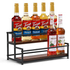 Coffee Syrup Rack Organizer, 2 Tier 10 Bottles Holder Stand For Bar | Coffee Syrup Liquor Bottle Display Shelf Bar Shelf Stand Countertop Rack For Syrup, Wine, Spice