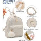 Girls Fashion Mini Backpack Purse Small Cute Plaid Leather Women Backpacks Little Bag (Ivory)