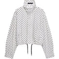 Women Polka Dot Jacket Stand Collar Cropped Jackets Zip Up Coat Casual Fashion Coat Fall Spring Jacket With Pockets