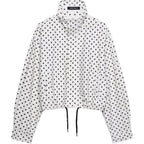 Women Polka Dot Jacket Stand Collar Cropped Jackets Zip Up Coat Casual Fashion Coat Fall Spring Jacket With Pockets