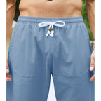 Magnivit Men'S Linen Cotton Capri Pants Loose Fit Elastic Waist Wide Leg Baggy Harem Pants