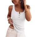 ANRABESS Tank Tops for Women Summer Basic Ribbed Henley Slim Fitted Sleeveless Cami Shirts Button Up Workout Casual Outfits