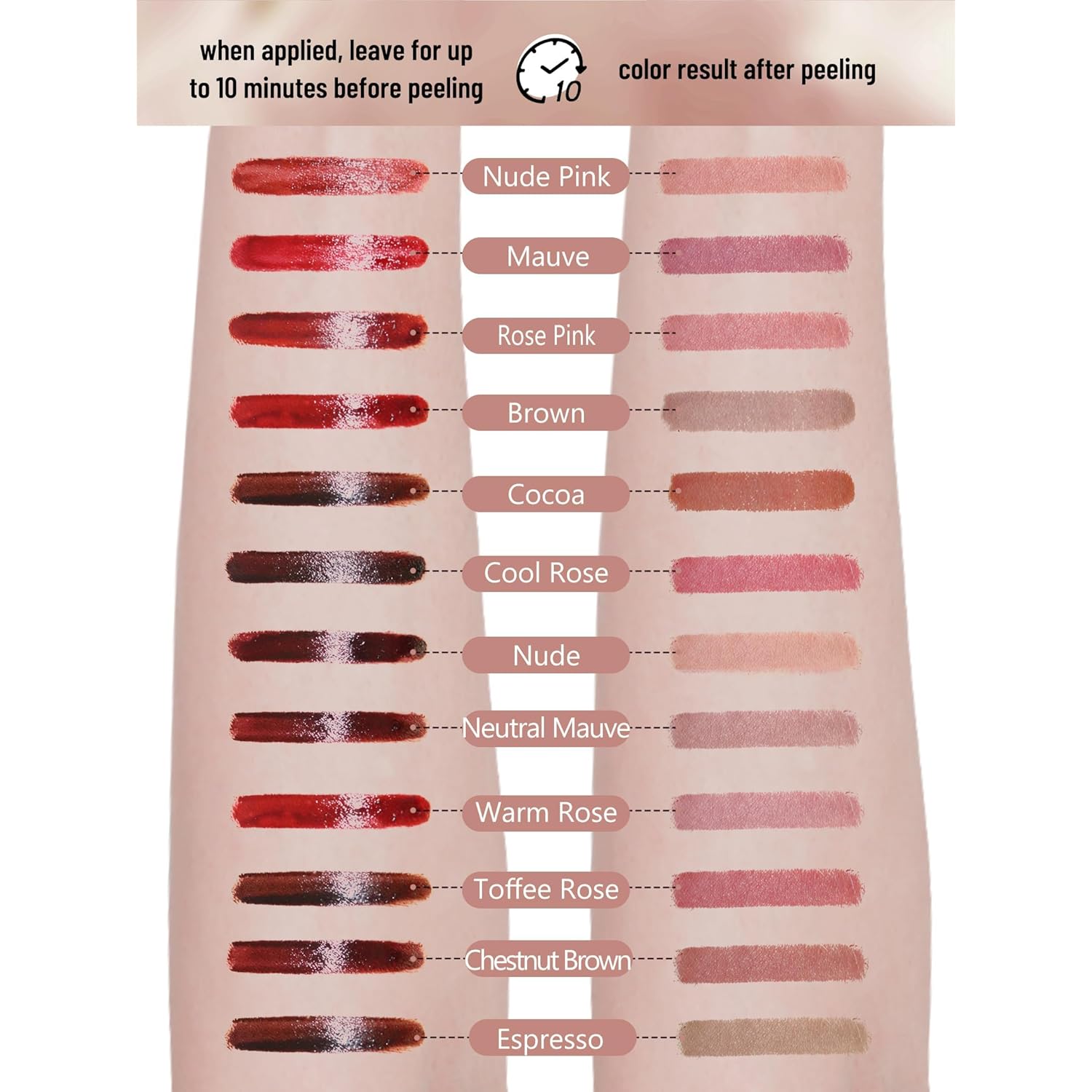 Lip Stain Peel Off Lip Liner Stain with Tweezer, Long Lasting Matte Lip Tint Tattoo, Highly Pigmented Color Lip Makeup, Waterproof Lipstick, Transfer-proof Lipstain for Women, Nude Pink