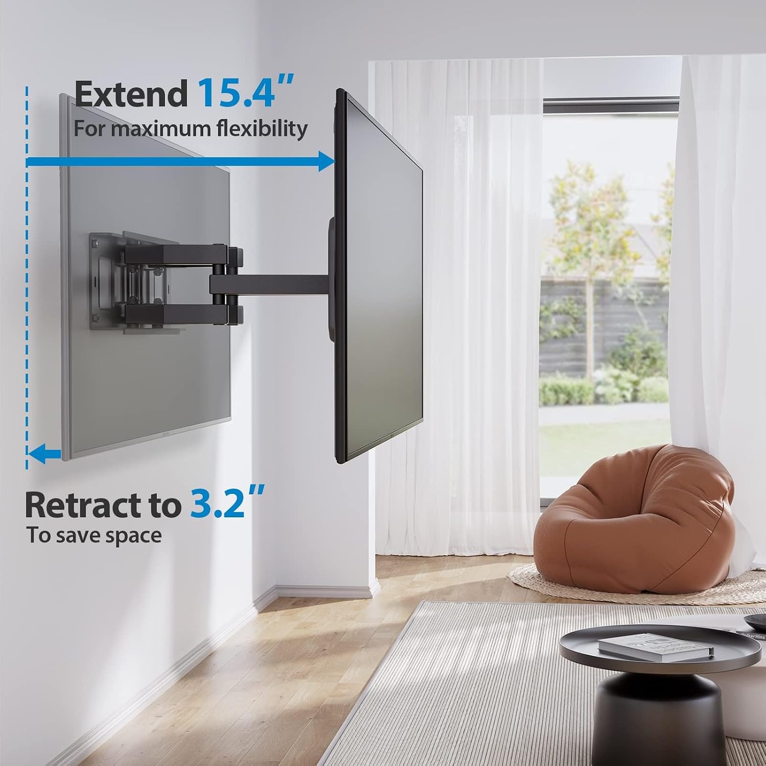 Pipishell Full-Motion Tv Wall Mount For Most 37–84 Inch Tvs Up To 100 Lbs, Wall Mount Tv Bracket With Dual Articulating Arms, Extension, Swivel, Tilt, Fits 16" Wood Studs, 600 X 400Mm Max Vesa, Pilf8