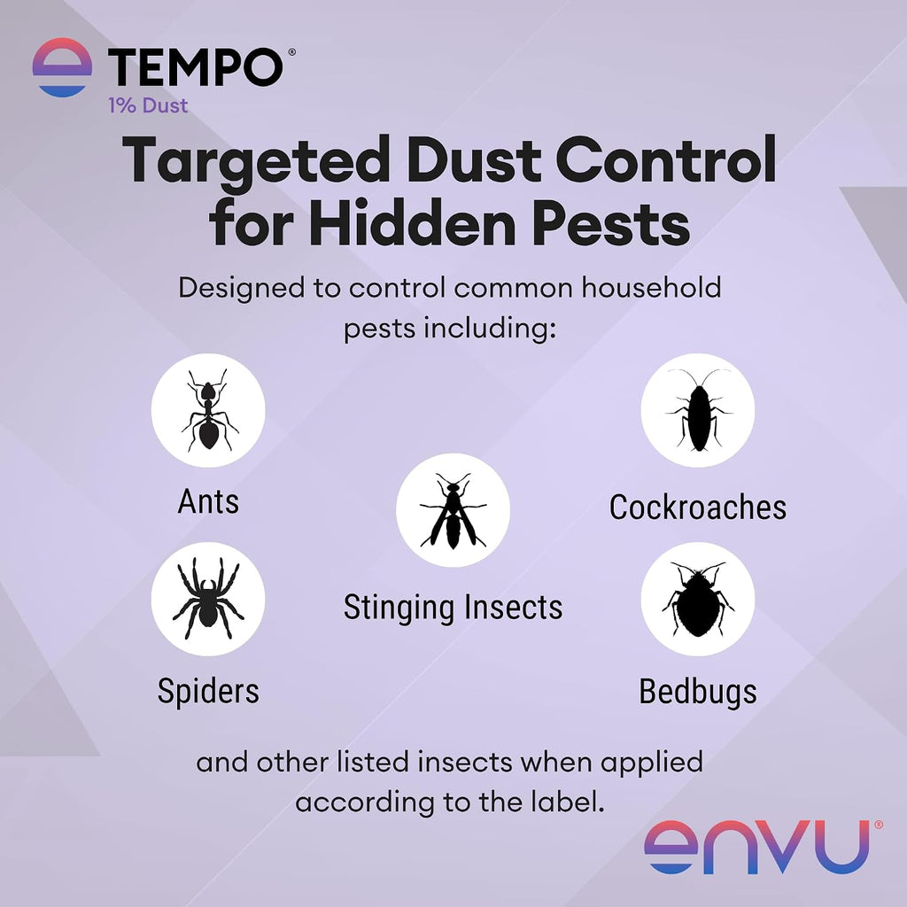 Tempo 1% Dust Insecticide 1.25 Lbs | Ready-To-Use Cyfluthrin Bug Dust For Ants, Spiders, Roaches, Bed Bugs, And Stinging Insects | Crack And Crevice Pest Control
