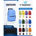 Winterlace 24 Pack Backpack, Bulk 17 Inch Lightweight Outdoor Travel Gym Corporate Events Bag (Assorted)