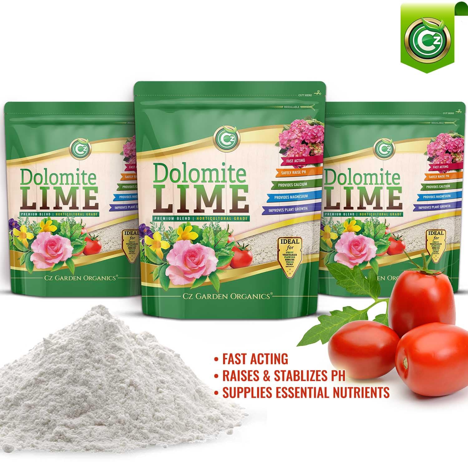 Organic Dolomite Lime 5Lb - Made In Usa - Omri Listed - Garden Soil Amendment Fertilizer For Plants. Calcium/Magnesium Additive. Raise & Stabilize Ph - Earthbox Tomatoes & Peppers Blossom End Rot