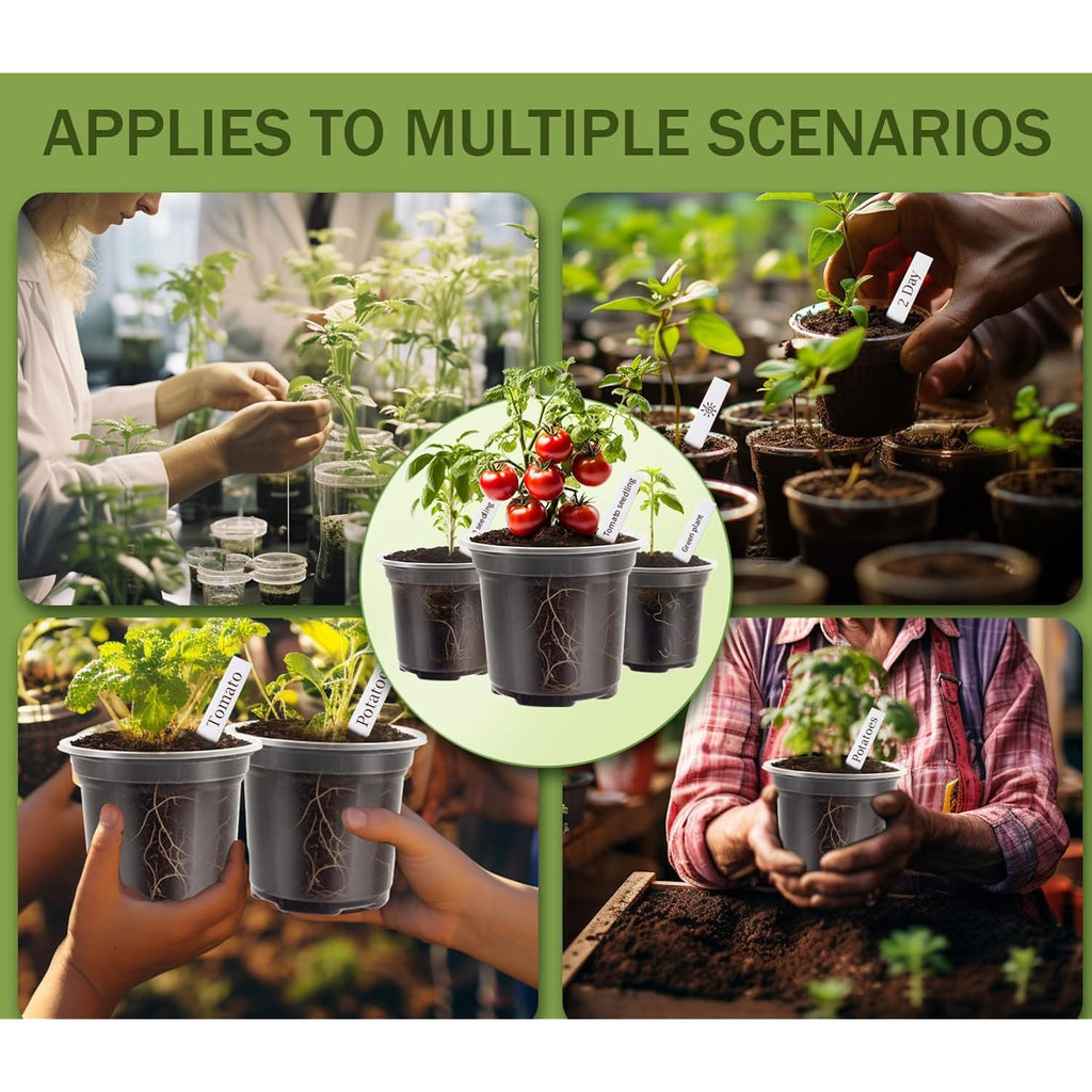 30 Pack Clear Nursery Plant Pots, 3.5/4/5 In With Drainage Holes, 20 Labels | High Transparency (Clear View Of Root Growth), Variety Pack, Good Drainage, 20 Pack Easy-Id Plant Labels
