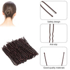 AIEX 200pcs U-Shaped Hair Pins, Durable U-Shaped Styling Clips Practical Hair Accessories Suitable for Women Daily Wearing Wedding and Dance Party (Brown, 5cm/2in+6cm/2.4in)