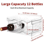 Ez Cozy Wine Rack, 4 Tier Water Bottle Organizer For Cabinet (12 Bottles) | Clear Freestanding Wine Bottle Holder For Cabinet, Fridge, Pantry, Wine Rack For Inside Cabinet, Refrigerator, Countertop