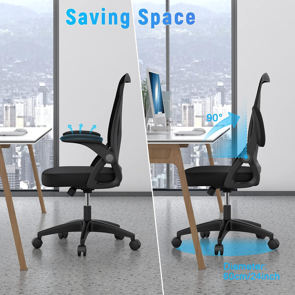 Naspaluro Home Office Desk Chair Mid Back With Adjustable Height Dark Black