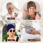 6 Pcs Cotton Chemo Turban Headwear Beanie for Women Soft Cancer Head Scarf Hats Elastic Covers Cap for Hair Loss Dark Color
