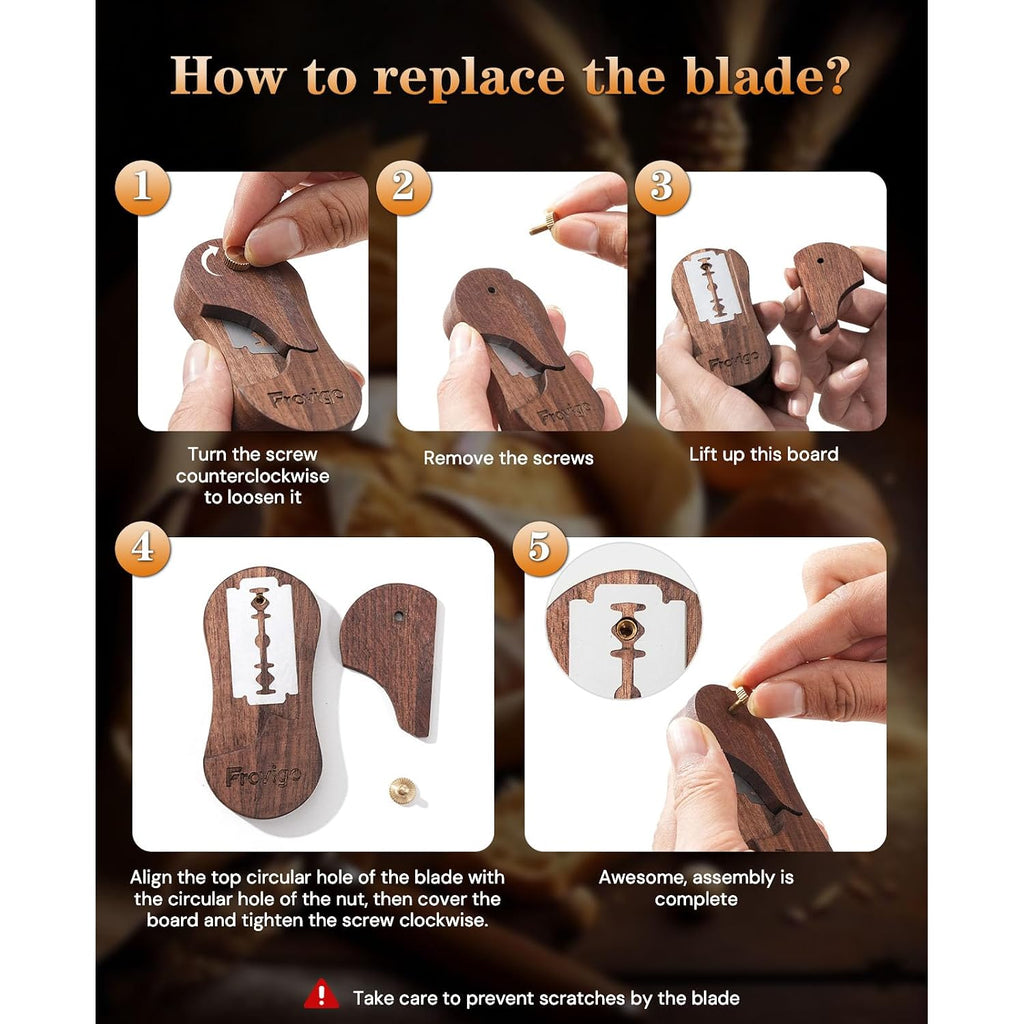 Bread Lame, Scoring Tool For Sourdough With 5 Retractable Razor Blades, Professional Dough Scorer With Magnetic Safety Design, Bread Slashing Tool, Sourdough Knife Supplies For Baking (Walnut)