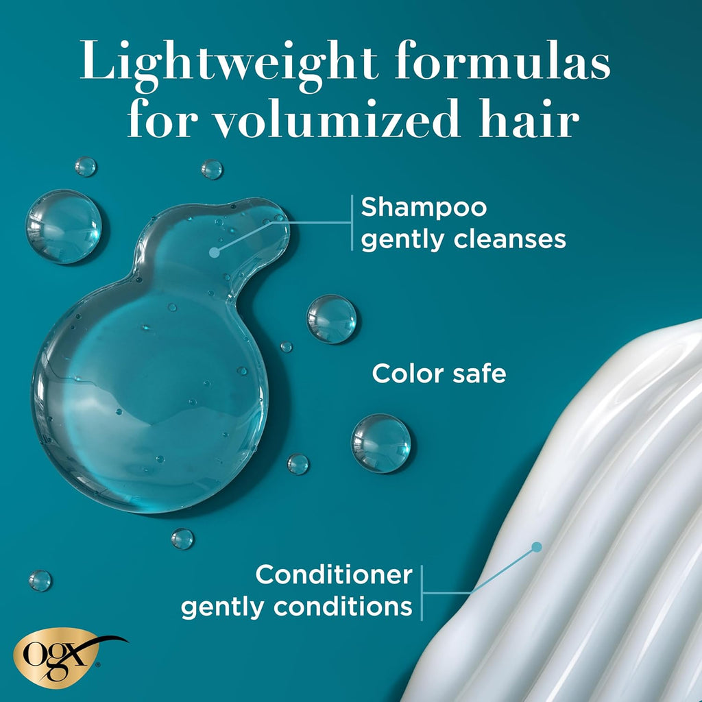 Ogx Thick & Full + Biotin And Collagen For Hair Volume & Body, Sulfate Free Volumizing Shampoo & Conditioner Set For Fine & Thinning Hair, Nutrient-Infused, Vitamin B7, 13 Fl Oz, 2 Pack