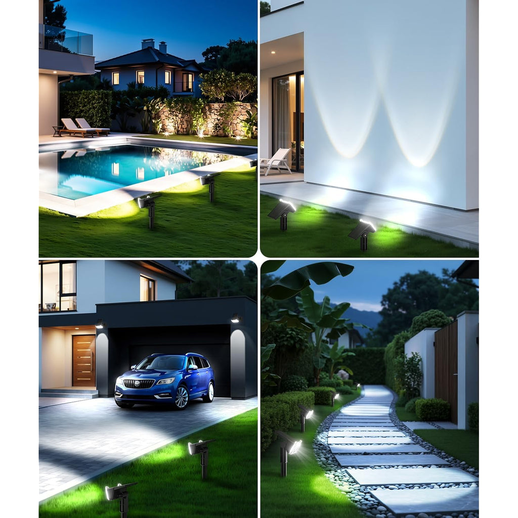 Letmy Solar Lights Outdoor Waterproof Ip65, 6 Pack Solar Spot Lights Outdoor With 14 Big Leds, 2-In-1 Wall Lights & 2 Modes Solar Powered Landscape Spotlights For Garage Pathway Yard Decor Garden Gift