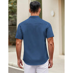 Coofandy Mens Short Sleeve Casual Button Down Shirts Summer Untucked Dress Shirts With Pocket