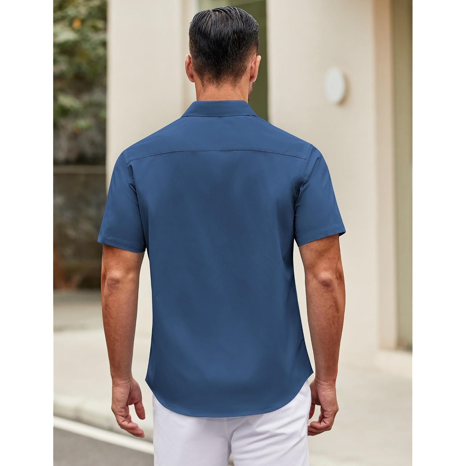 Coofandy Mens Short Sleeve Casual Button Down Shirts Summer Untucked Dress Shirts With Pocket