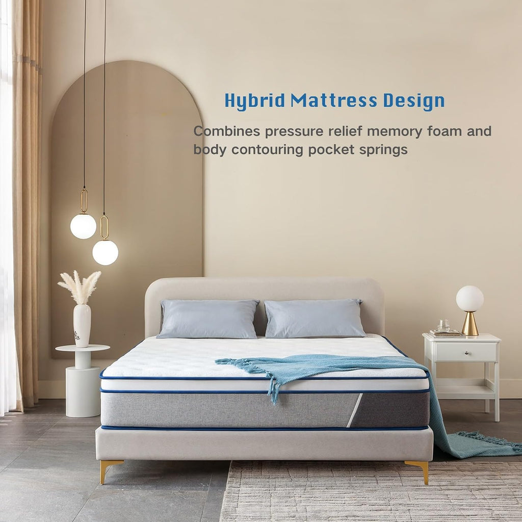 Full Mattress, 12 Inch Full Size Mattresses | Medium Firm - Cooling Gel Memory Foam & Zoned Pocket Coils For Pressure Relief, Spinal Alignment & Extra Lumbar Support | Motion Isolation |