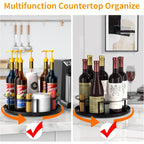 Coffee Syrup Organizer For 8 Bottles, Rotating Coffee Syrup Holder | Storage For Syrup Bottles, Cup And Lid, Stirrers, Wine Display, Syrup Rack Stand For Home, Kitchen, Coffee Bar Organizer