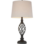 Annie 28" Tall Table Lamps Set Of 2 Open Scroll Iron Bronze Brown | Traditional Farmhouse Rustic Living Room Bedroom House Bedside Nightstand Home Tapered Cream Drum Shade