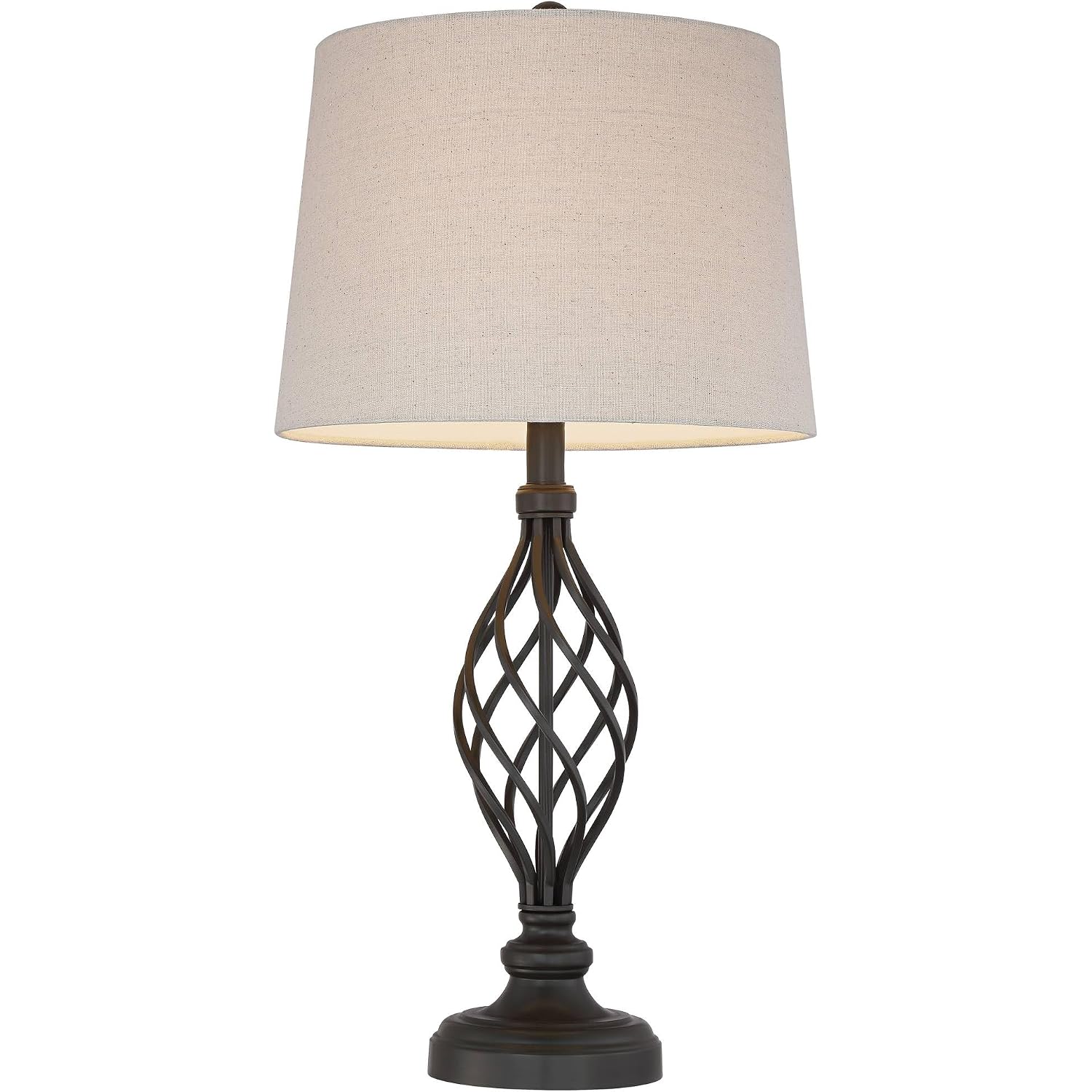 Annie 28" Tall Table Lamps Set Of 2 Open Scroll Iron Bronze Brown | Traditional Farmhouse Rustic Living Room Bedroom House Bedside Nightstand Home Tapered Cream Drum Shade