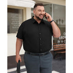 Men'S Short Sleeve Dress Shirts Stretch Stain Shield Business Casual Button Down Shirts Solid Formal Wedding Tops