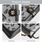 Coco Rossi Women Wallets Multi Card Case Wallet Clutch Wallet Card Holder Organizer Ladies Purse Wrist strap Purse, Black Butterfly