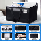 Collapsible Moving Bags - Heavy Duty Boxes With Zippers And Handles, Space Saving Packing Totes For Moving Supplies Storage (93L, 6-Pack, Black)
