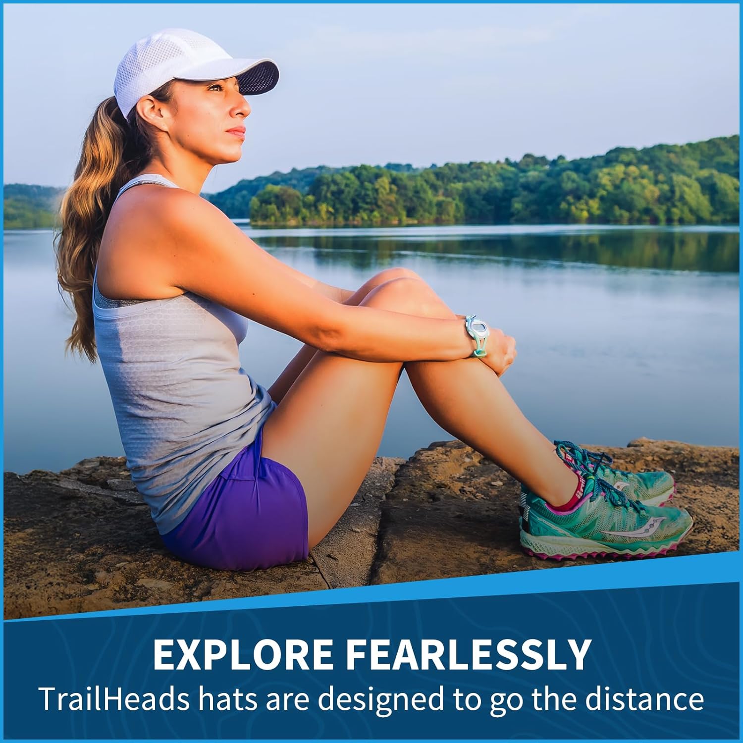 TrailHeads Women's Race Day Performance Running Cap, Lightweight & Quick Drying Mesh Sports Hat with Reflective Trim