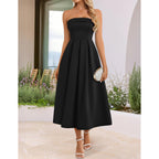 Zesica Women'S Summer Strapless Cocktail Dresses 2026 Elegant Off Shoulder Flowy A Line Wedding Guest Party Midi Dress