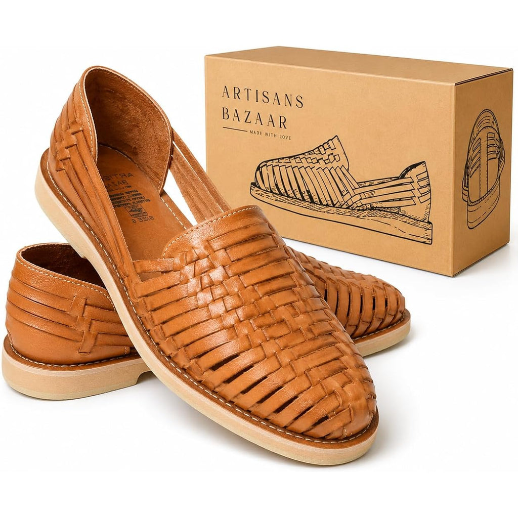 Huaraches For Women | Handmade Mexican Woven Leather Sandals | Closed Toe Slip-On Womens Flats With Cushioned Insole | Genuine Leather, Artisan Crafted