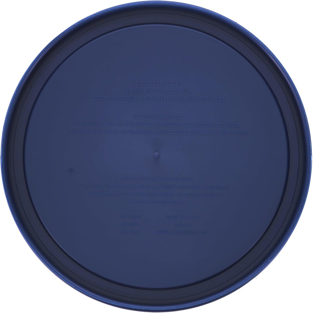 Pyrex 7402-Pc 6/7-Cup Blue Food Storage Lid (2-Pack) - Made In Usa | Replacement Cover | Bpa-Free Plastic | Round Shape | Fits 7402 Sculpted Mixing Bowl & 7203 Glass Bowl | Dishwasher Safe