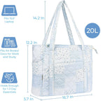 Wobagmen Quilted Tote Bag For Women, Floral Quilted Tote Bag With Zipper, Cute Shoulder Bag For Work, Travel, Gym