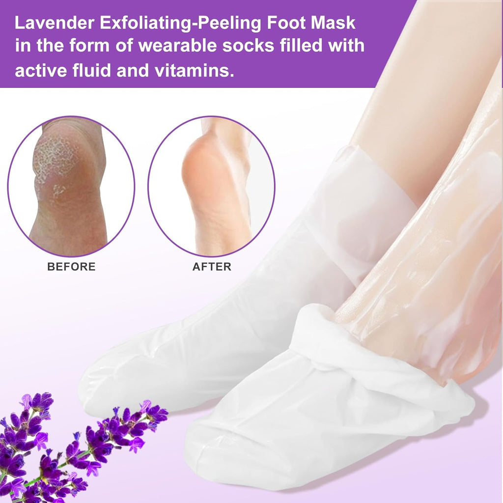 ALIVER Foot Peeling Mask - 5 Pack, Exfoliating Mask Make Feet Baby Soft, Foot Mask for Dry Cracked Skin, Peeling Away Dead Skin, Calluses - Lavender